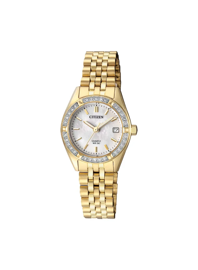 CITIZEN Women's Stainless Steel Strap with Gold Plating Analog Watch EU6062-50D - 26 mm